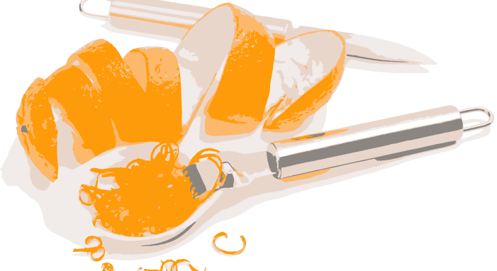 illustration of orange peeled and zested