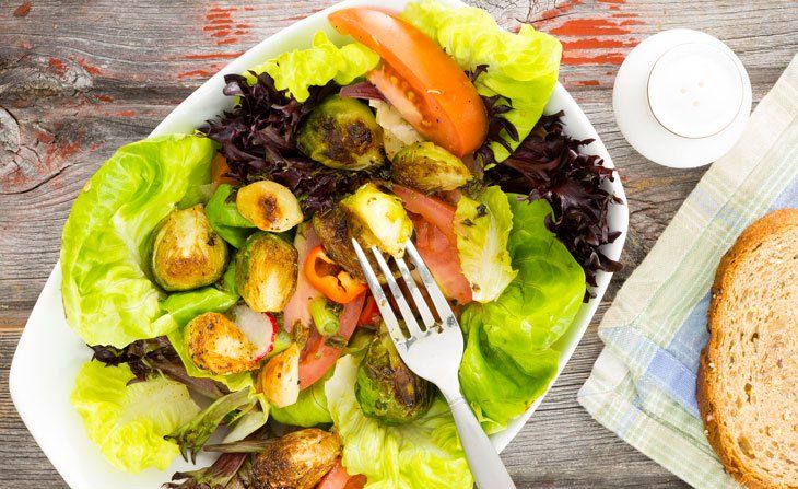 leafy salad in a large bowl