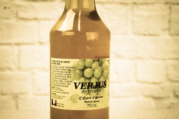 Close up of a Verjus Bottle