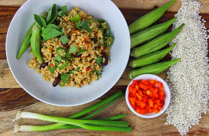 Okra Fried Bomba Rice Recipe