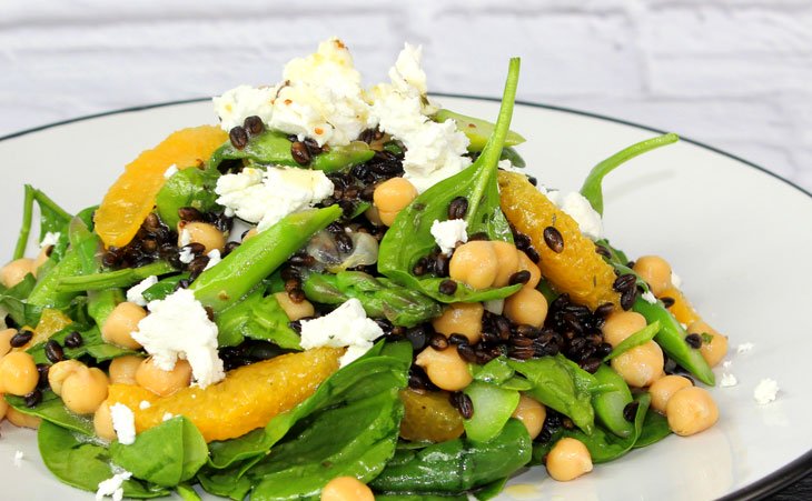 Orange, Black Barley and Spinach Salad