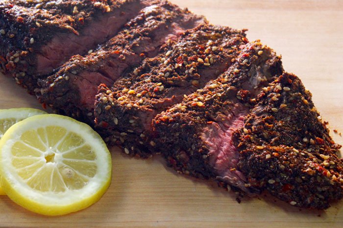 Zahtar and Sumac Crusted Flank Steak