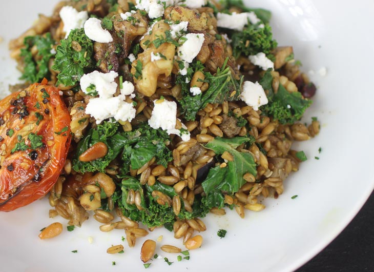 Zahtar Eggplant Farro Risotto