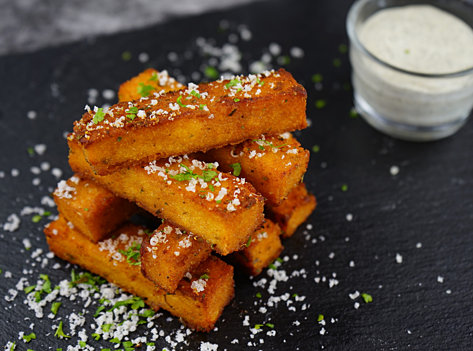 Polenta Fries with Lemon & Dill Dip