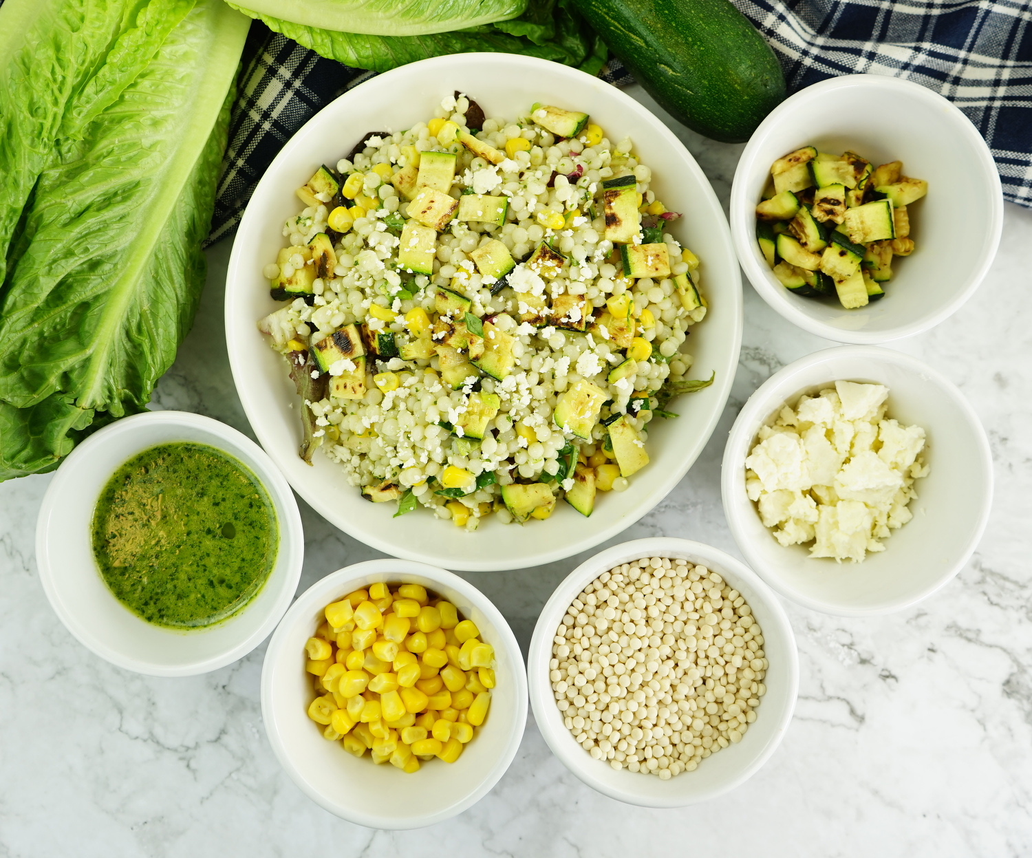 Israeli Couscous Zucchini Salad with Cilantro Lime Dressing