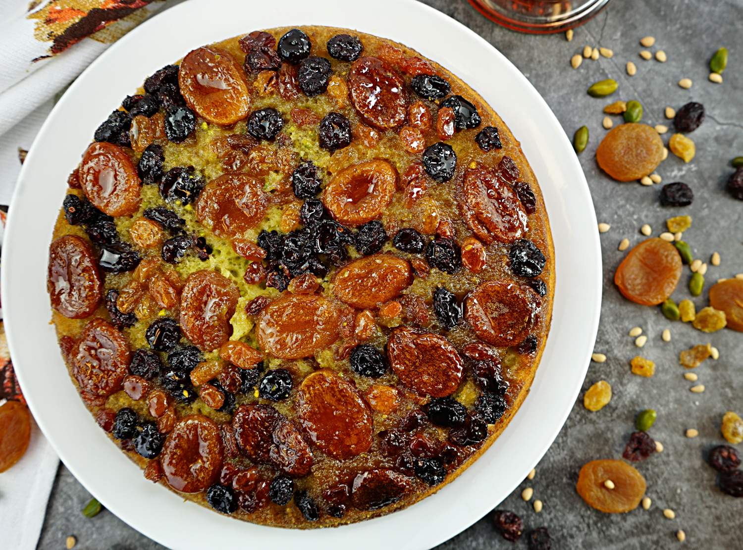 Dried Fruit Mahleb Upside Down Cake