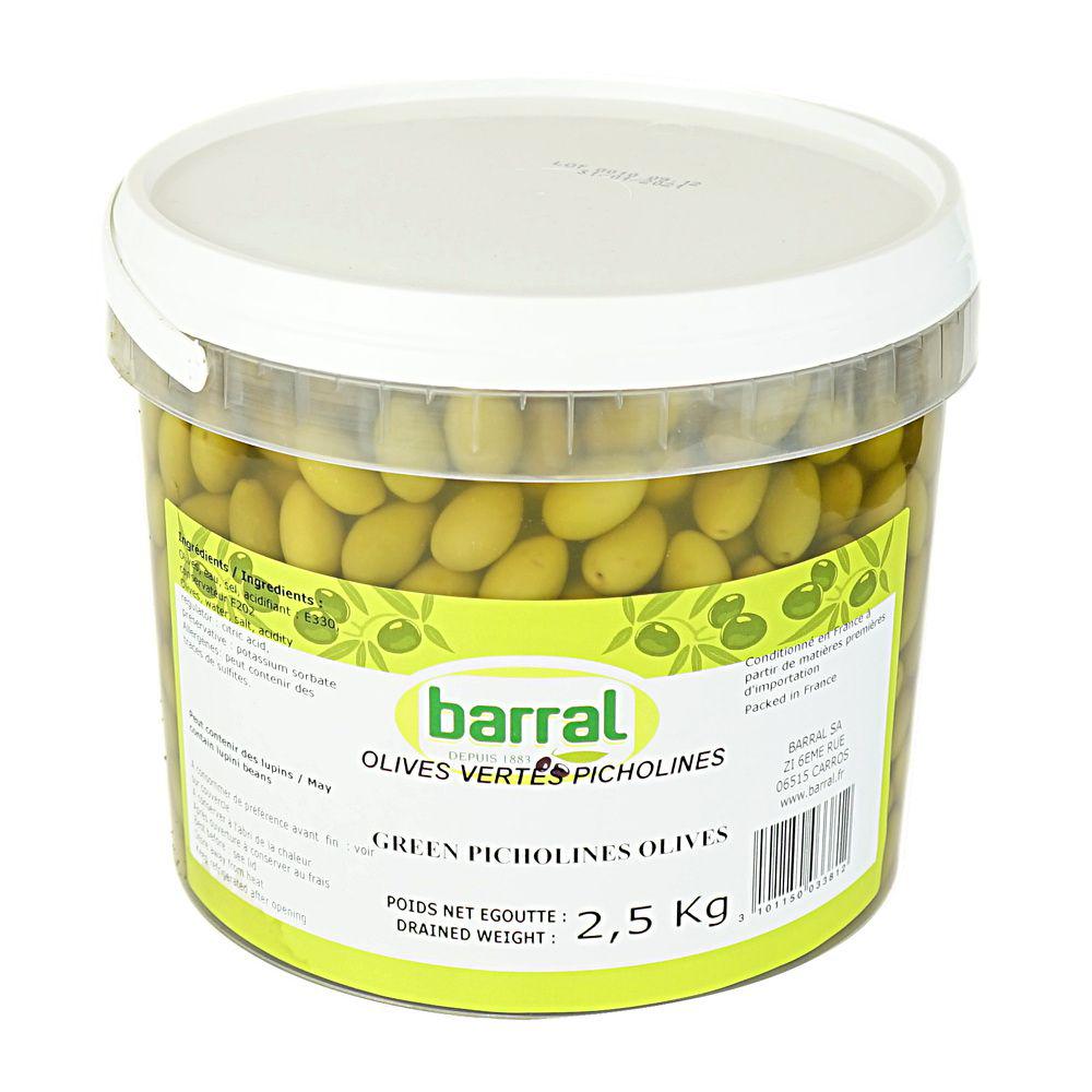 Olive Verte Picholine en Saumure 2.5 kg Barral