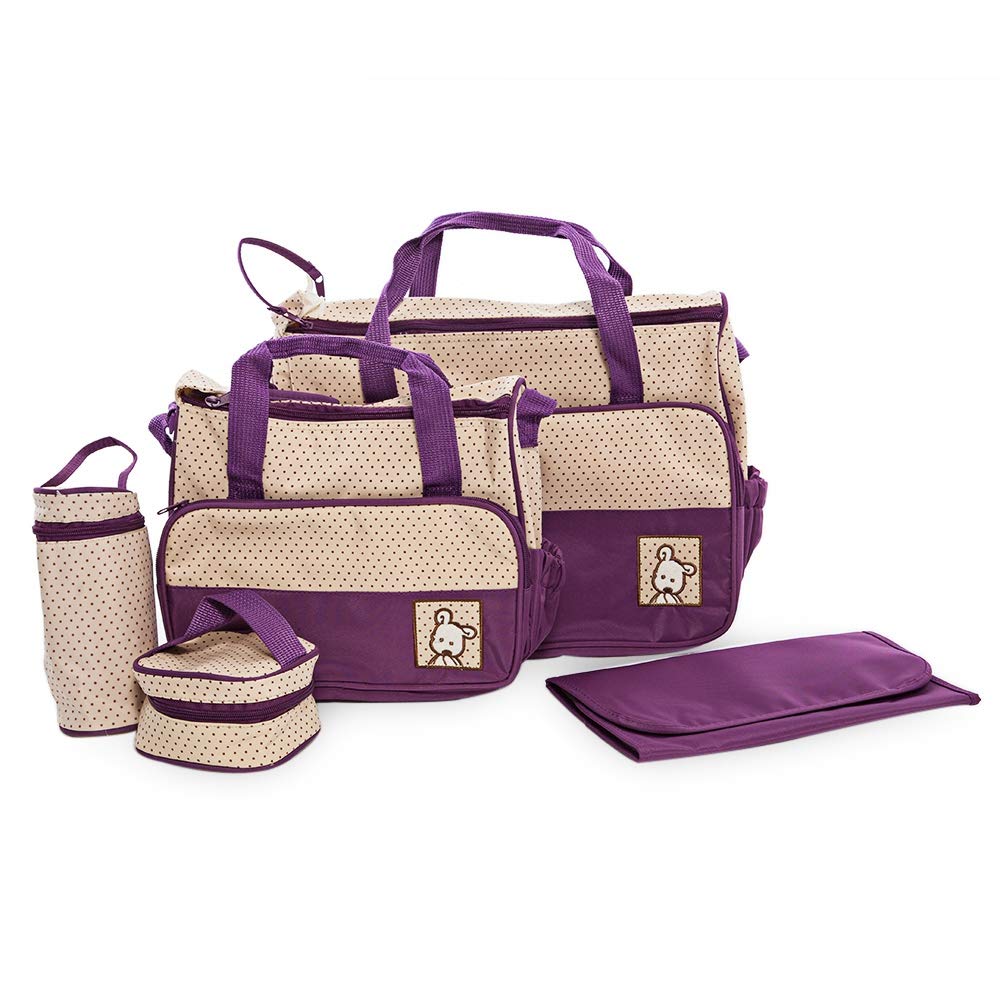Diaper Bag 5pcs Set Purple Inknu