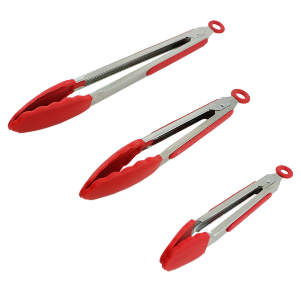 Tongs Silicone  7", 9", 12" Set Red Artigee