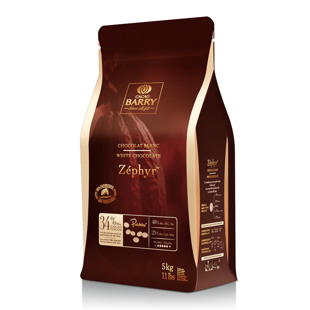 Couverture de chocolat blanc Zephyr 34% - 5 kg Cacao Barry