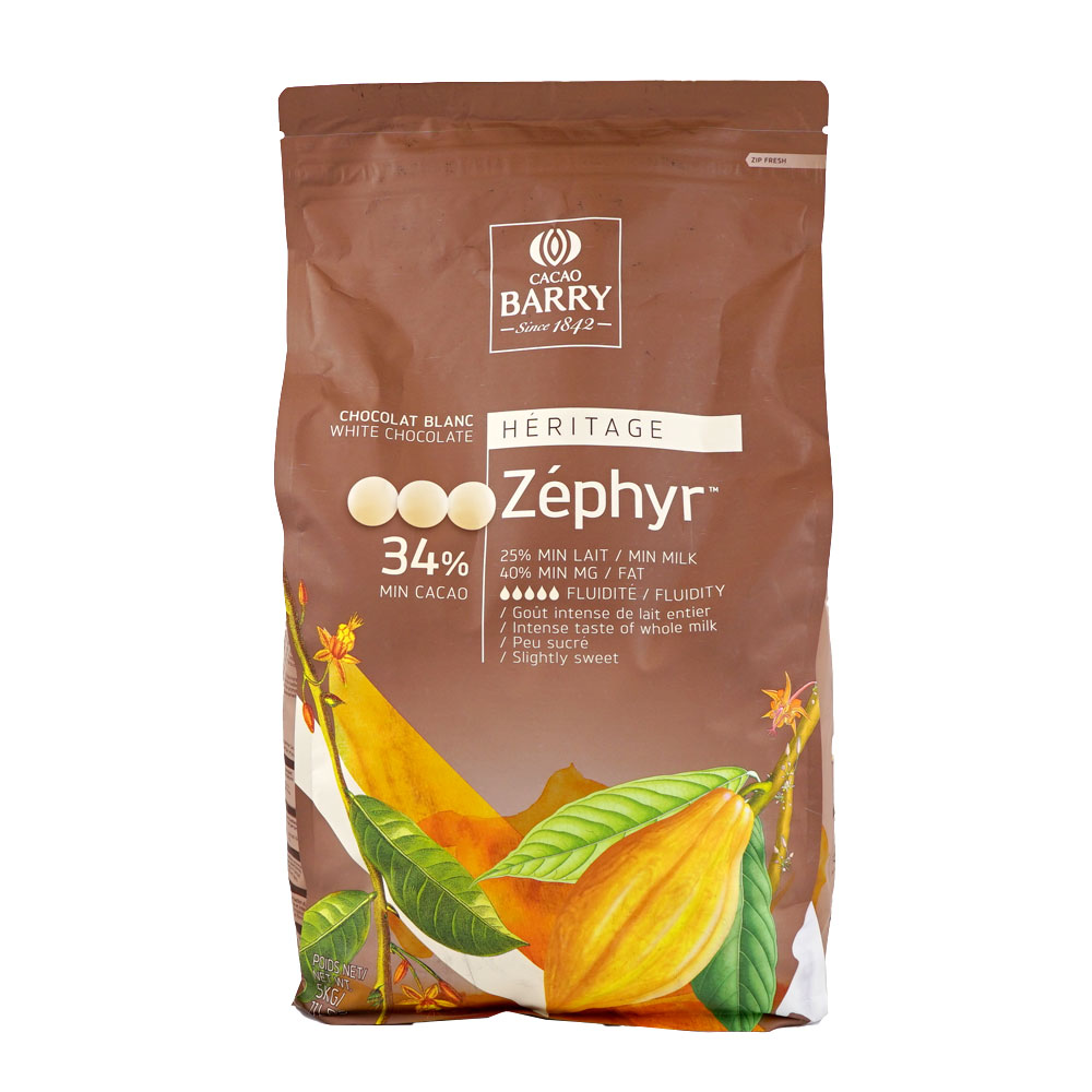 Couverture de chocolat blanc Zephyr 34% - 5 kg Cacao Barry