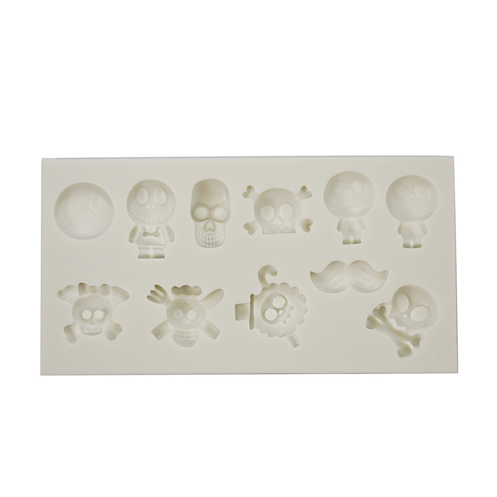 Silicone Mold Halloween Skulls 11 Cavity- 1 ct Artigee