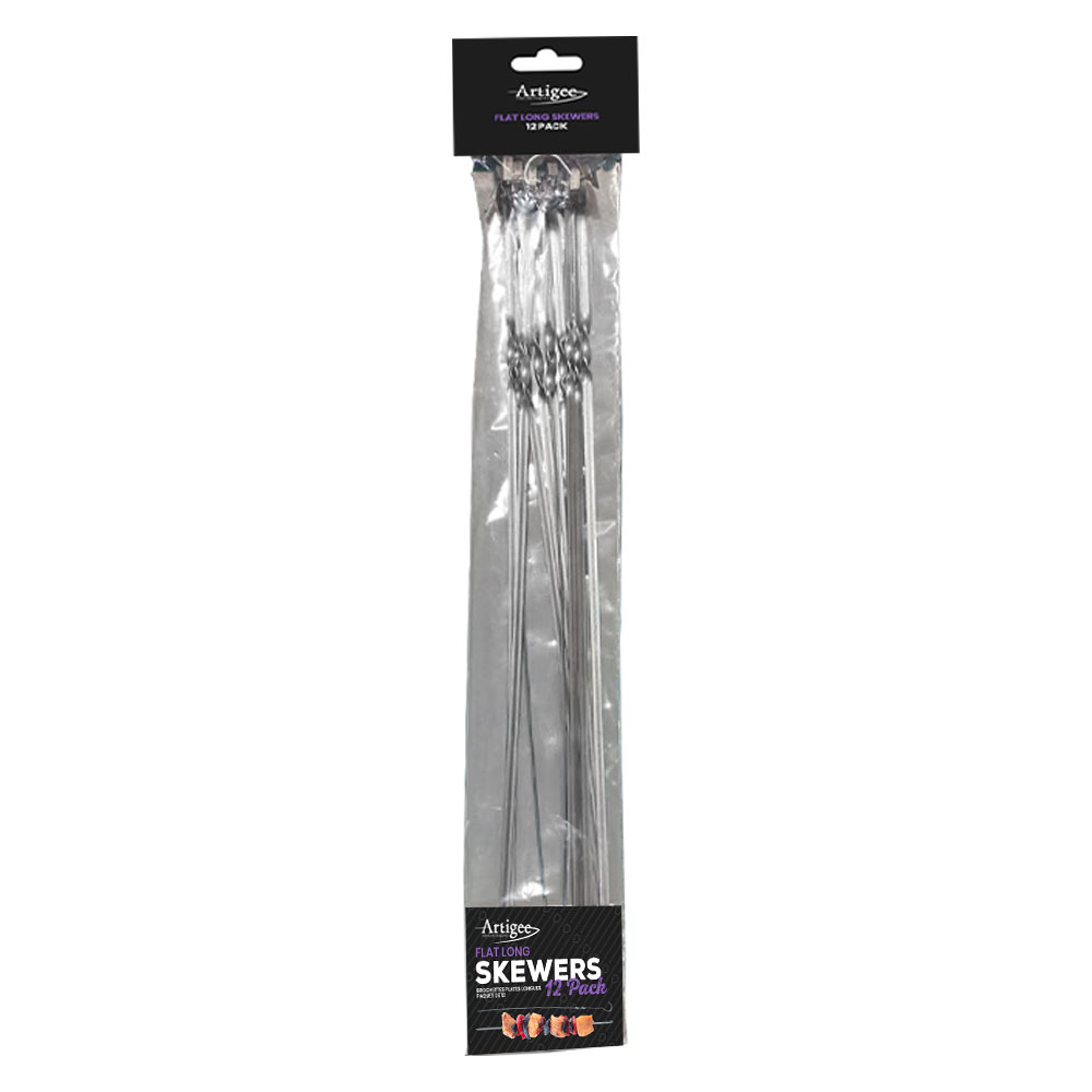 Brochettes plates longues pour barbecue, paquet de 12 1 pc Artigee