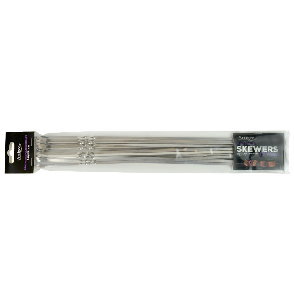 Flat Long 12 pack BBQ Skewers 1 pc Artigee