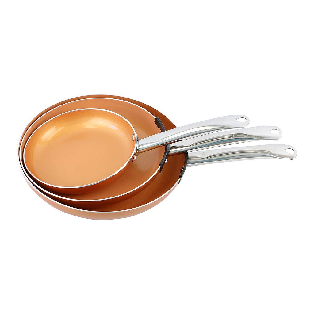 Frying Pan Set Copper Ceramic 3 Pc-