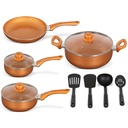 Batterie de Cuisine Cuivre Céramique 12 Pièces Set Artigee