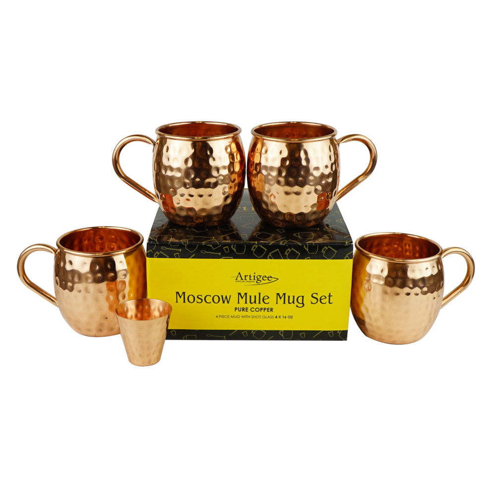 Moscow Mule Mug with Shot 4 Piece Set Artigee