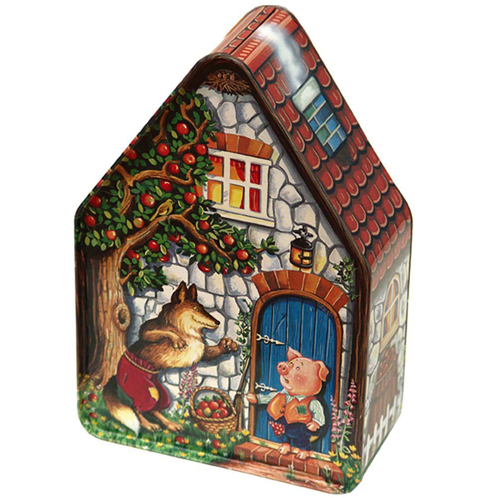 Pointy House 3 Little Pigs Empty 1 tin Silver Crane