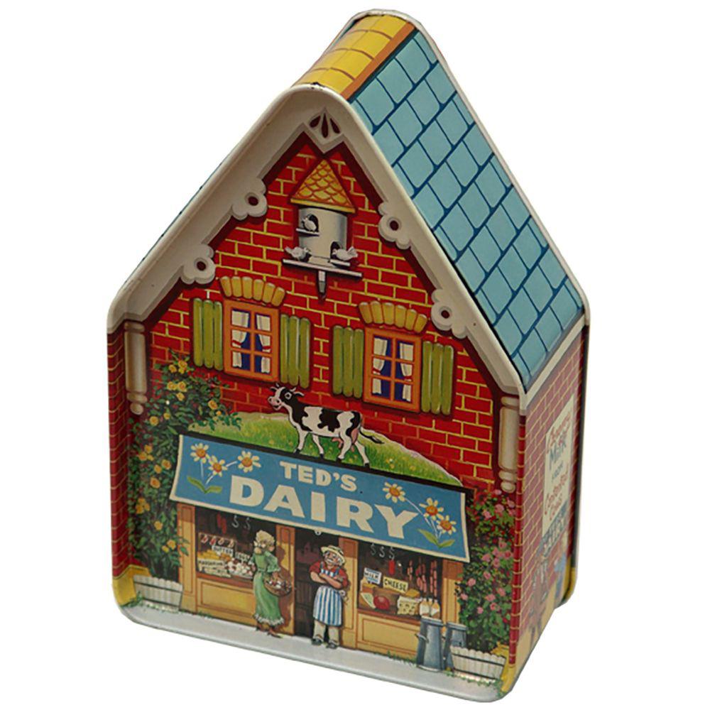 Pointy House Ted's Dairy Empty 1 tin Silver Crane