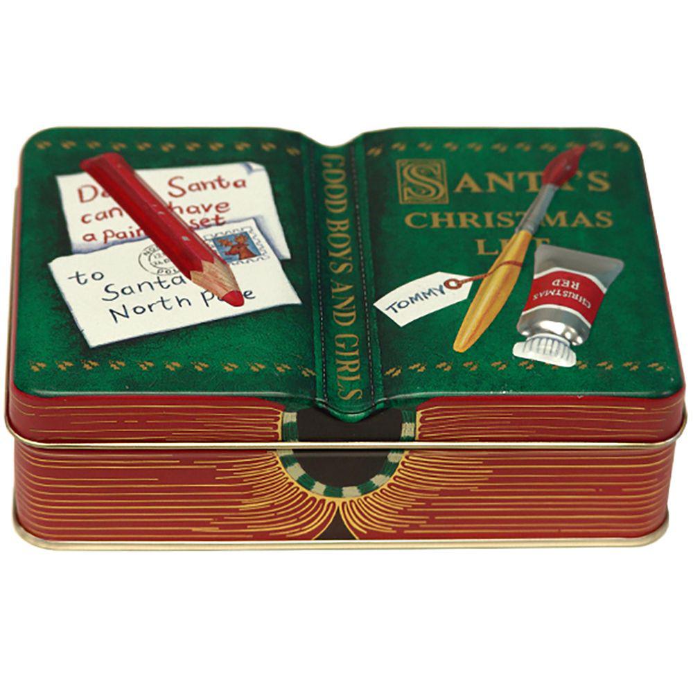 Small Book Santa List Empty 1 tin Silver Crane