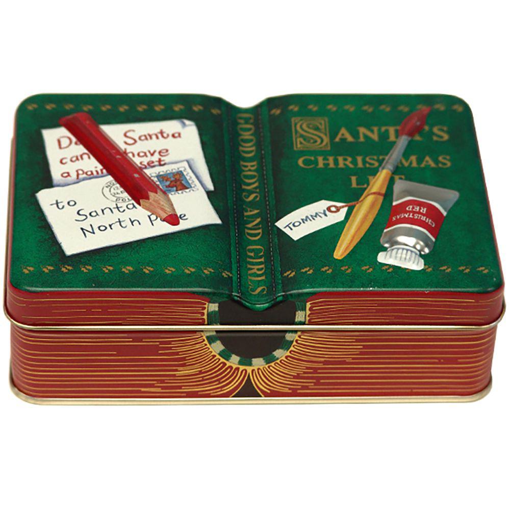 Small Book Santa List Empty- 1 tin Silver Crane