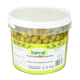 [121837] Picholine Green Olives 2.5 kg Oliveio