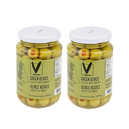 [123166-2] Olives vertes farcies au piment 2 x 370 ml Viniteau