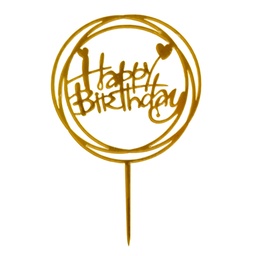 [ARTG-8804] Happy Birthday Skewer Gold 10 pc Artigee