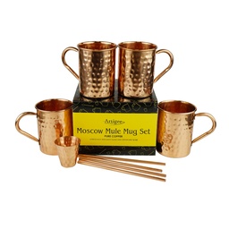 [ARTG-5006] Ensemble de tasses Mule de Moscou avec ustensiles 4 pièces Set Artigee