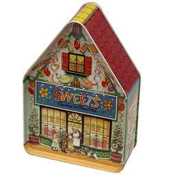 [912133] Pointy House Sweet Shop Empty- 1 tin Silver Crane